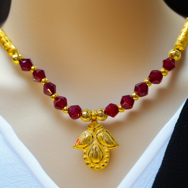 ROSE DESIGN (WGT: 0.170 GM APPROX) (NON HALLMARK) KDM GOLD LOCKET 1 PIECE WITH TASSEL (50 TONCH) BEST FOR GIFT IN MARRIAGE.