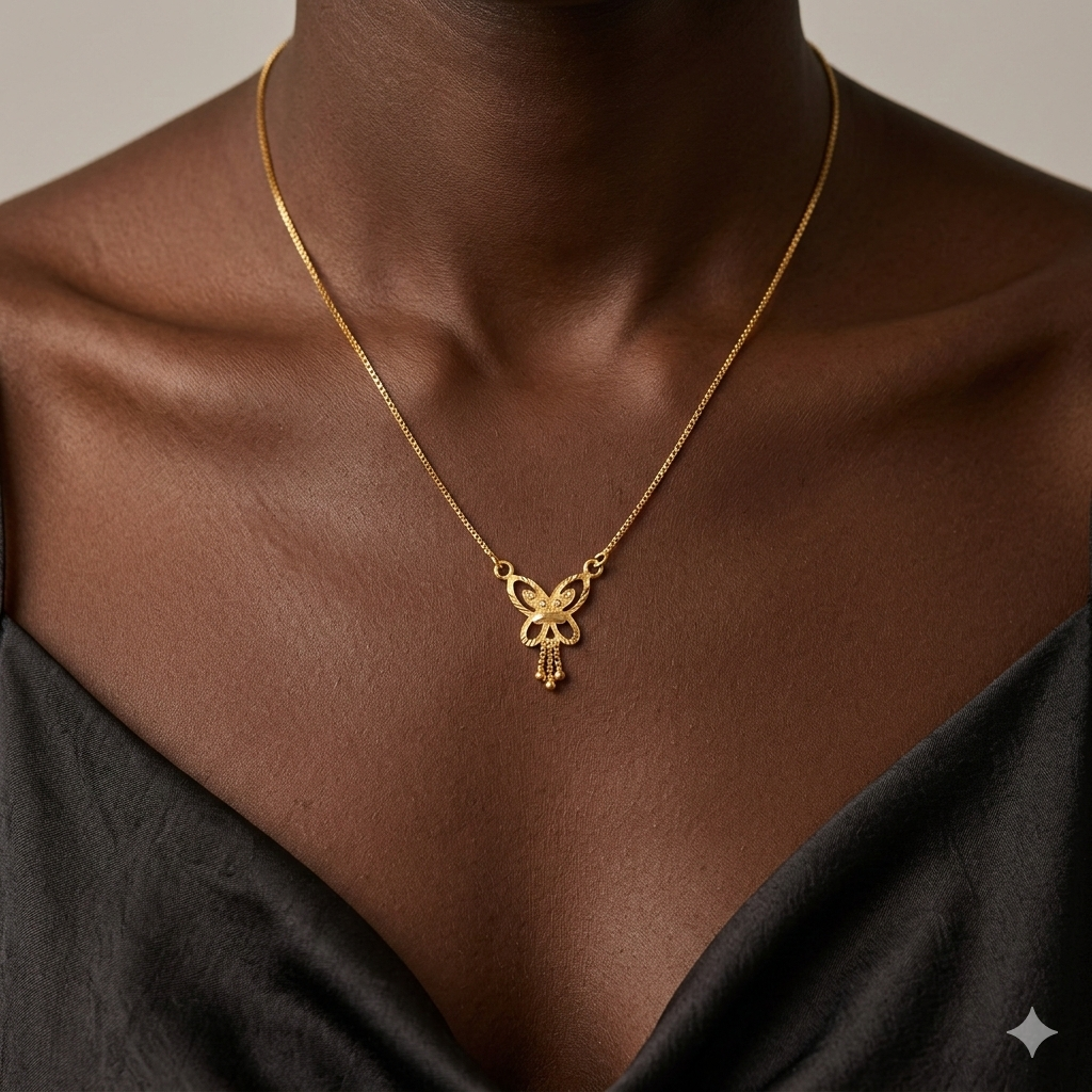 GOLD CHAIN- (WGT: 1.805 GM APPROX) BIS CERTIFIED HUID HALLMARK 9KT GOLD CHAIN WITH PENDANT (17 INCH) 1 PIECE FOR WOMEN.