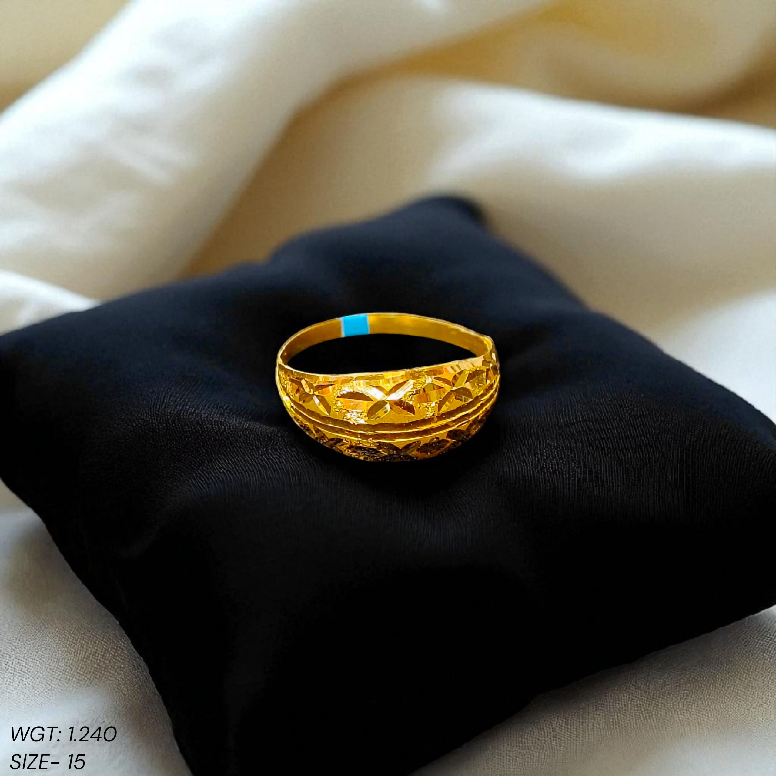 (GLFR22) TRJ (SIZE: 15) WGT: 1.240 GM APPROX BIS CERTIFIED HUID HALLMARK 916 22KT GOLD FINGER RING FOR WOMEN 1 PIECE.