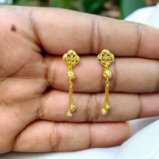 (GER22) BIS CERTIFIED WGT: 1.960 GM APPROX HUID HALLMARK 916 22KT GOLD EARRINGS KANBALA 1 PAIR FOR WOMEN.