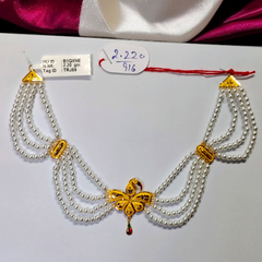 RAJLAXMI WGT: 2.220 GM APPROX HUID HALLMARK 22KT GOLD MOTI NECKLACE 1 PIECE WITH ADJUSTABLE TASSEL.