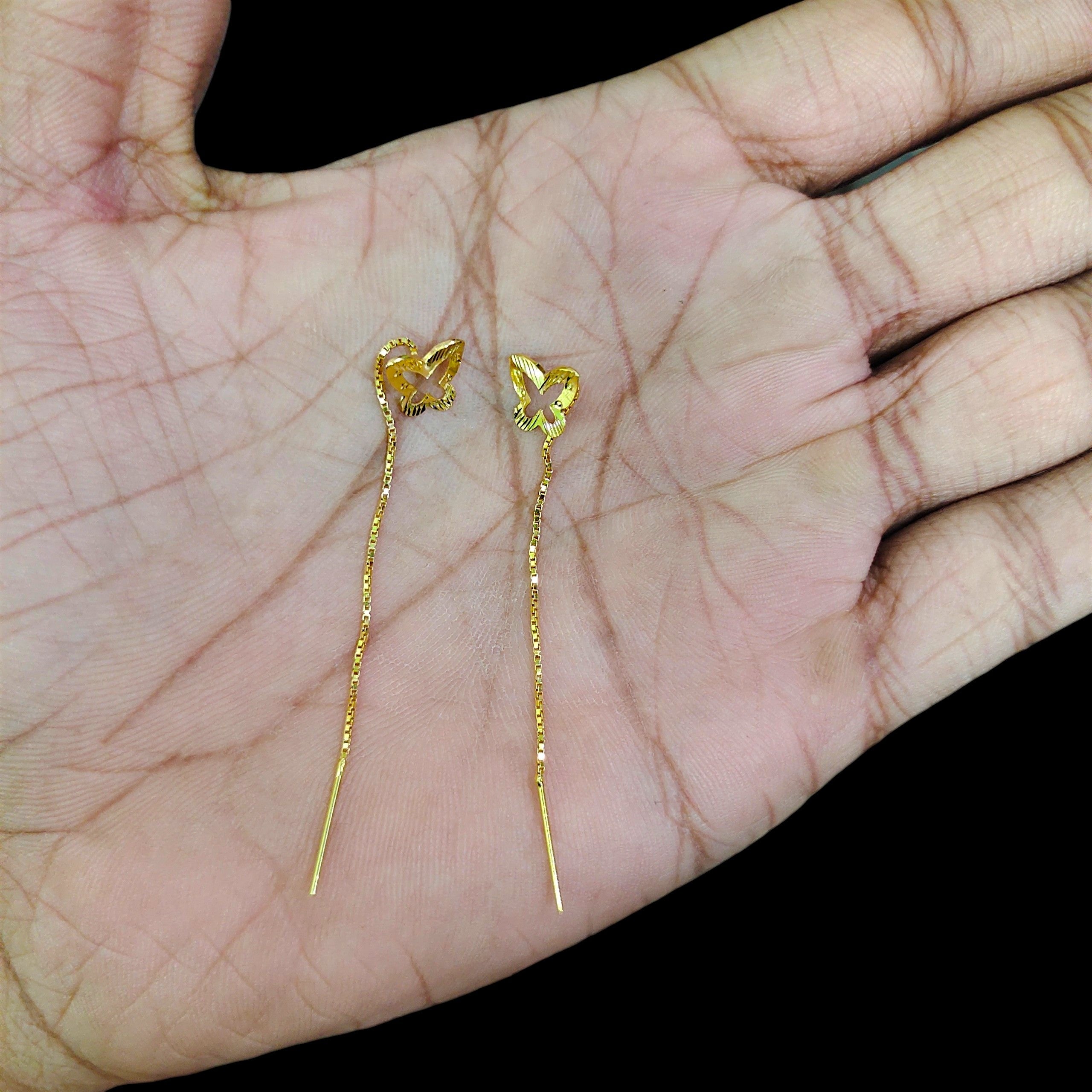 GOLD SUIDHAGA- (WGT: 0.640 GM APPROX) BIS CERTIFIED HUID HALLMARK 9KT GOLD SUIDHAGA EARRINGS (1 PAIR) FOR WOMEN.