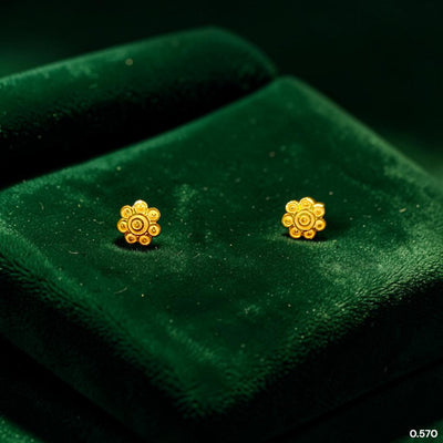 GOLD TOPS- (RBHSB9)-(EJZAAR) (WGT: 0.570 GM APPROX) BIS CERTIFIED HUID HALLMARK 375 9KT GOLD TOPS 1 PAIR BEST FOR MARRIAGE GIFT.