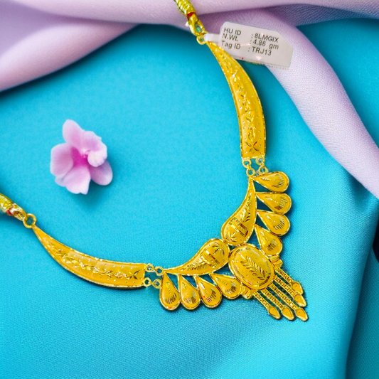 BIS CERTIFIED HUID HALLMAR 916 22KT GOLD NECKLACE CHOKER (WGT: 4.860 GM) 1 PIECE FOR WOMEN.