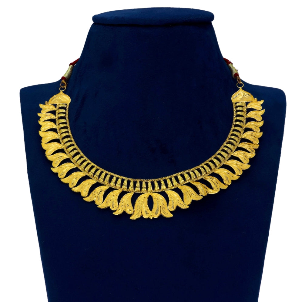 MADE TO ORDER (GNC22) BIS CERTIFIED HUID HALLMARK 916 22KT GOLD HASULI NECKLACE WGT: 13.500 GM APPROX (1 PIECE) WITH TASSEL FOR WOMEN (BLUE TAG PREMIUM SEGMENT JEWELLERY) -DELIVERY IN 25 DAYS.