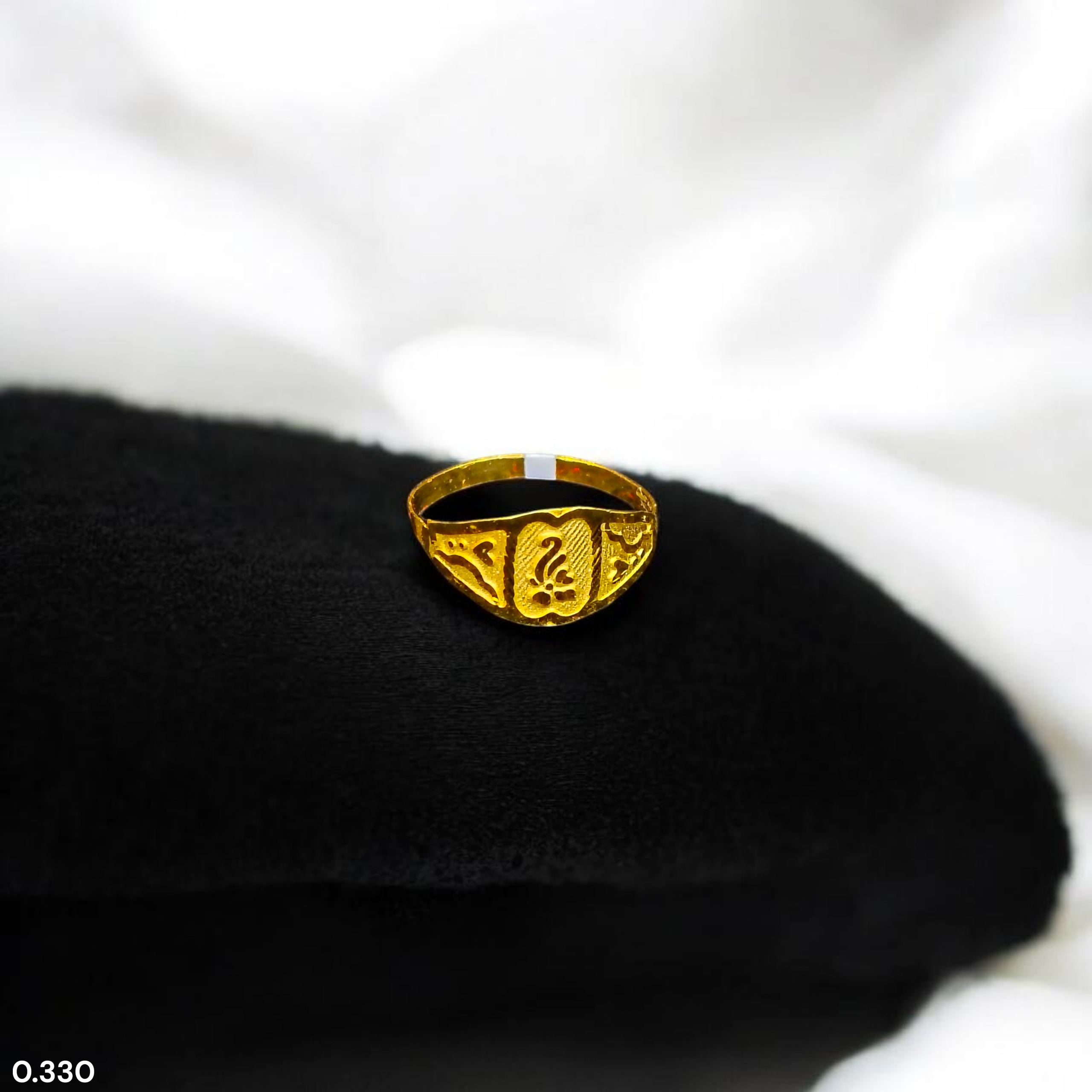 BABY JEWELLERY- TRJ WGT: 0.330 GM APPROX 375 9KT HUID HALLMARK GOLD BABY FINGER RING 1 PIECE FOR RICE CEREMONY & BIRTHDAY.