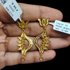 GOLD EARRINGS- (WGT: 1.900 GM APPROX) BIS CERTIFIED HUID HALLMARK 9KT GOLD EARRINGS 1 PAIR FOR WOMEN (BEST FOR GIFT IN MARRIAGE). (8R6YF9)-(EXC79Q)
