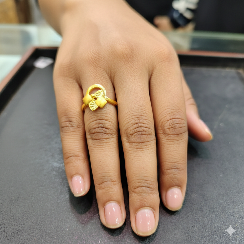 LADIES RING- TRJ (SIZE:14) WGT: 1.260 GM APPROX BIS CERTIFIED HUID HALLMARK 9KT GOLD FINGER RING FOR WOMEN 1 PIECE.