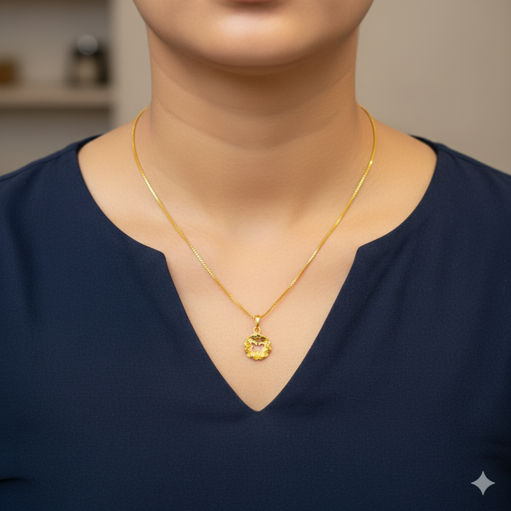 GCH-(WGT: 1.850 GM APPROX) BIS CERTIFIED HUID HALLMARK 9KT GOLD CHAIN WITH PENDANT (18 INCH) 1 PIECE FOR WOMEN.