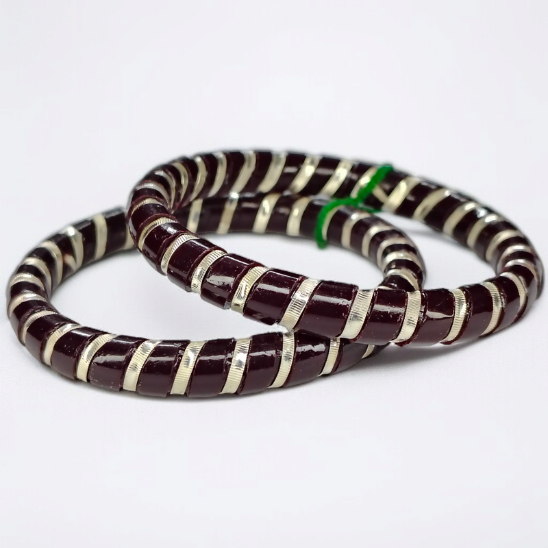 COFFEE SPIRAL DESIGN 995 ORIGINAL SILVER POLA BANGLES FOR WOMEN 1 PAIR - SOLD AS MRP BY RAJLAXMI (GET FREE SILVER POLA RING) HAPPY HOURS OFFER.