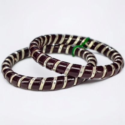 COFFEE SPIRAL DESIGN 995 ORIGINAL SILVER POLA BANGLES FOR WOMEN 1 PAIR - SOLD AS MRP BY RAJLAXMI (GET FREE SILVER POLA RING) HAPPY HOURS OFFER.