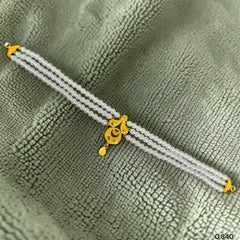 GMC22K- (8WVHIS) (WGT: 0.840 GM APPROX) BIS HALLMARK CERTIFIED 916 22KT GOLD MOTI CHOKER 1 PIECE  WITH ADJUSTABLE TASSEL FOR GIFT IN MARRIAGE.