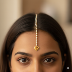 GOLD TICKLY-TRJ WGT: 0.230 GM APPROX 18KT HUID HALLMARK GOLD MOTI TICKLY (MANGTIKA) 1 PIECE FOR MARRIAGE.