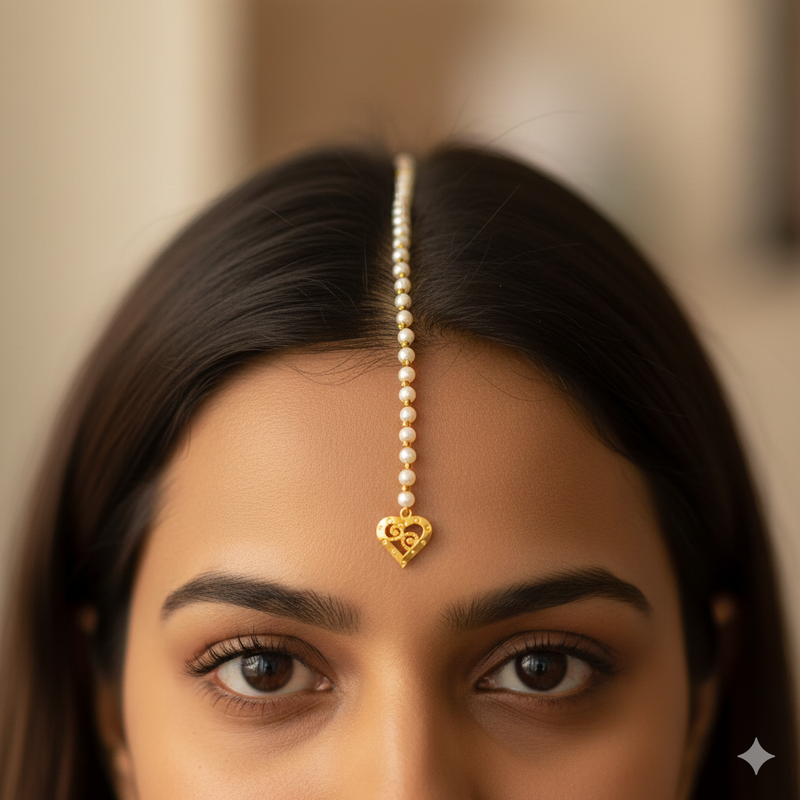 GOLD TICKLY-TRJ WGT: 0.230 GM APPROX 18KT HUID HALLMARK GOLD MOTI TICKLY (MANGTIKA) 1 PIECE FOR MARRIAGE.