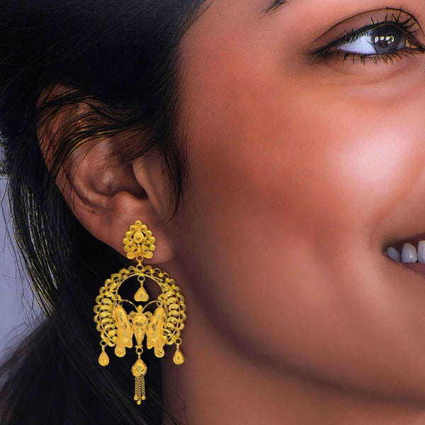 MADE TO ORDER (GEK22) BIS CERTIFIED HUID HALLMARK 916 22KT GOLD KANBALA EARRINGS WGT: 8.900 GM APPROX (1 PAIR) FOR WOMEN (BLUE TAG PREMIUM SEGMENT JEWELLERY) -DELIVERY IN 25 DAYS.