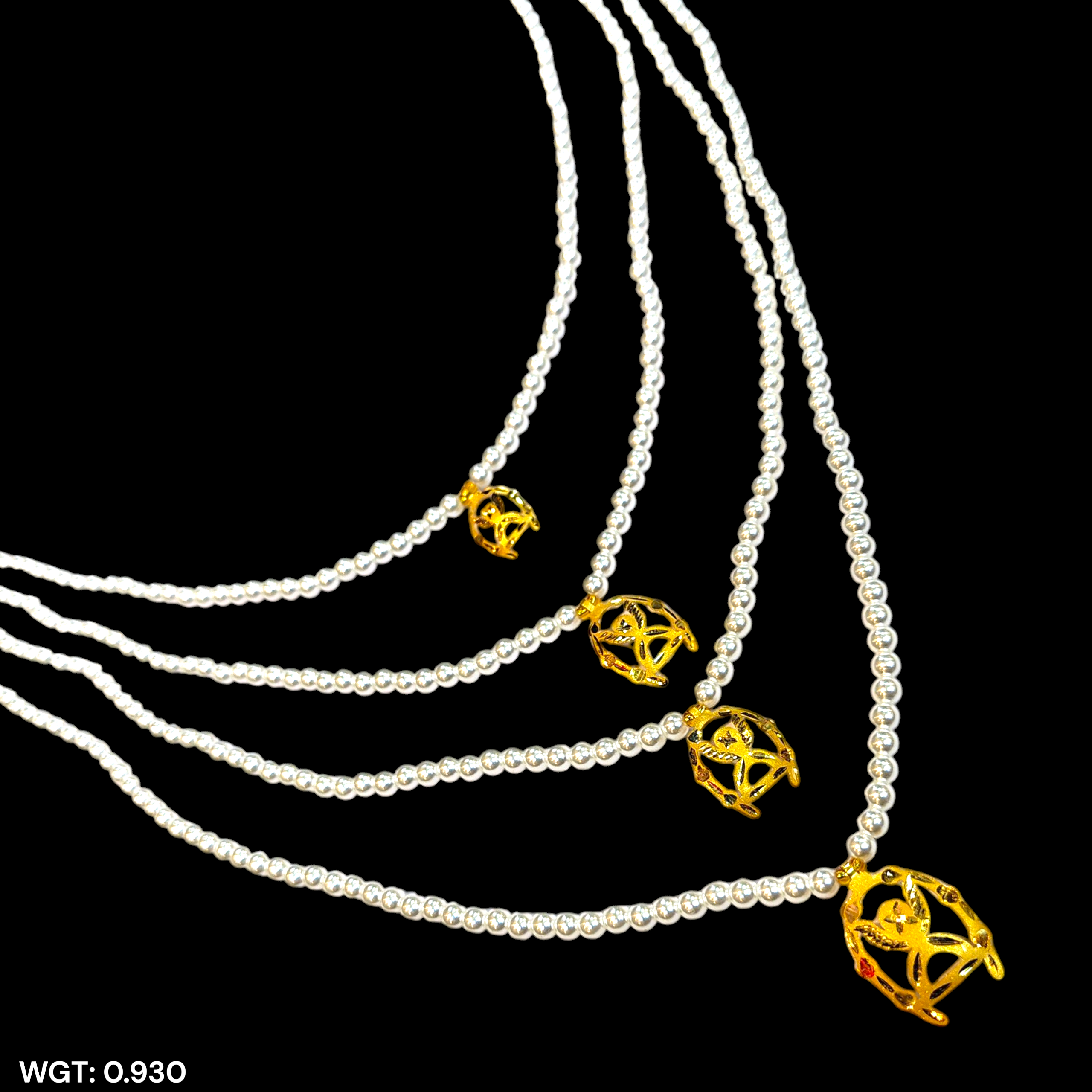 (GMH) TRJ WGT: 0.930 GM APPROX 22KT HUID HALLMARK GOLD MOTI LAHORI NECKLACE 1 PIECE WITH ADJUSTABLE TASSEL.