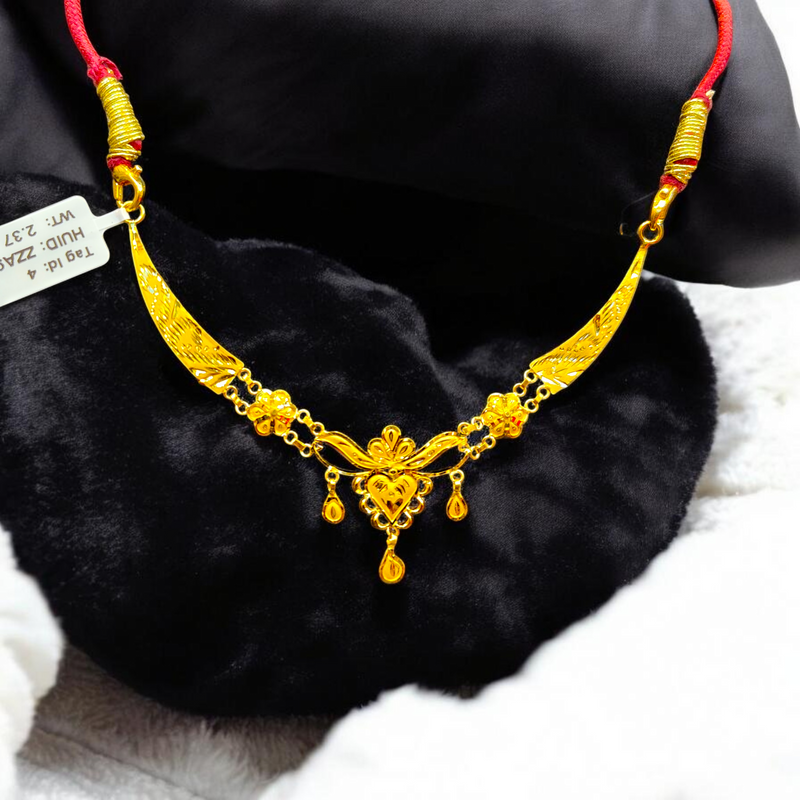 GCN22K- WGT: 2.370 BIS CERTIFIED HUID HALLMARK 916 22KT GOLD NECKLACE 1 PIECE WITH FREE ADJUSTABLE TASSEL FOR WOMEN.(ZZA9Q9)