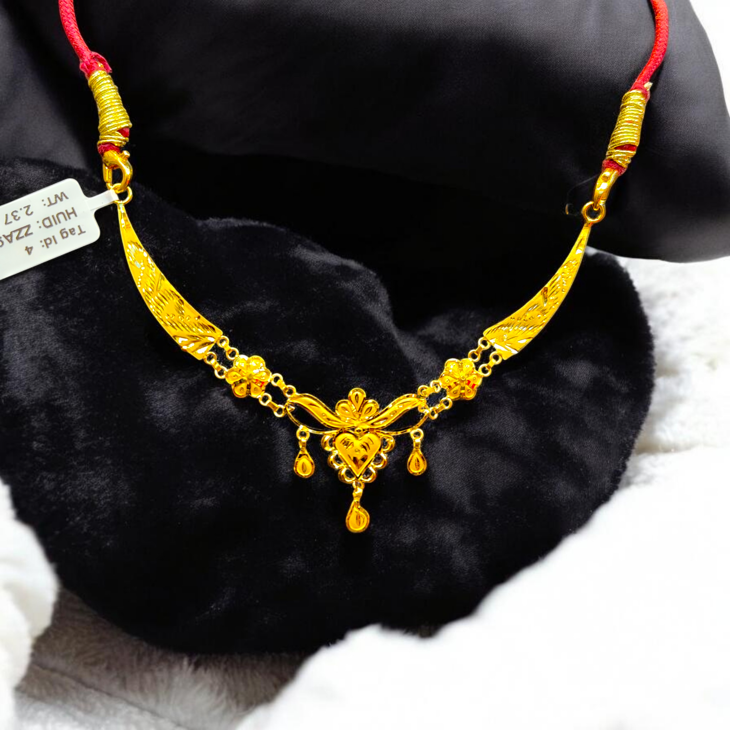 GOLD CHOKER NECKLACE- WGT: 2.370 BIS CERTIFIED HUID HALLMARK 916 22KT GOLD NECKLACE 1 PIECE WITH FREE ADJUSTABLE TASSEL FOR WOMEN.