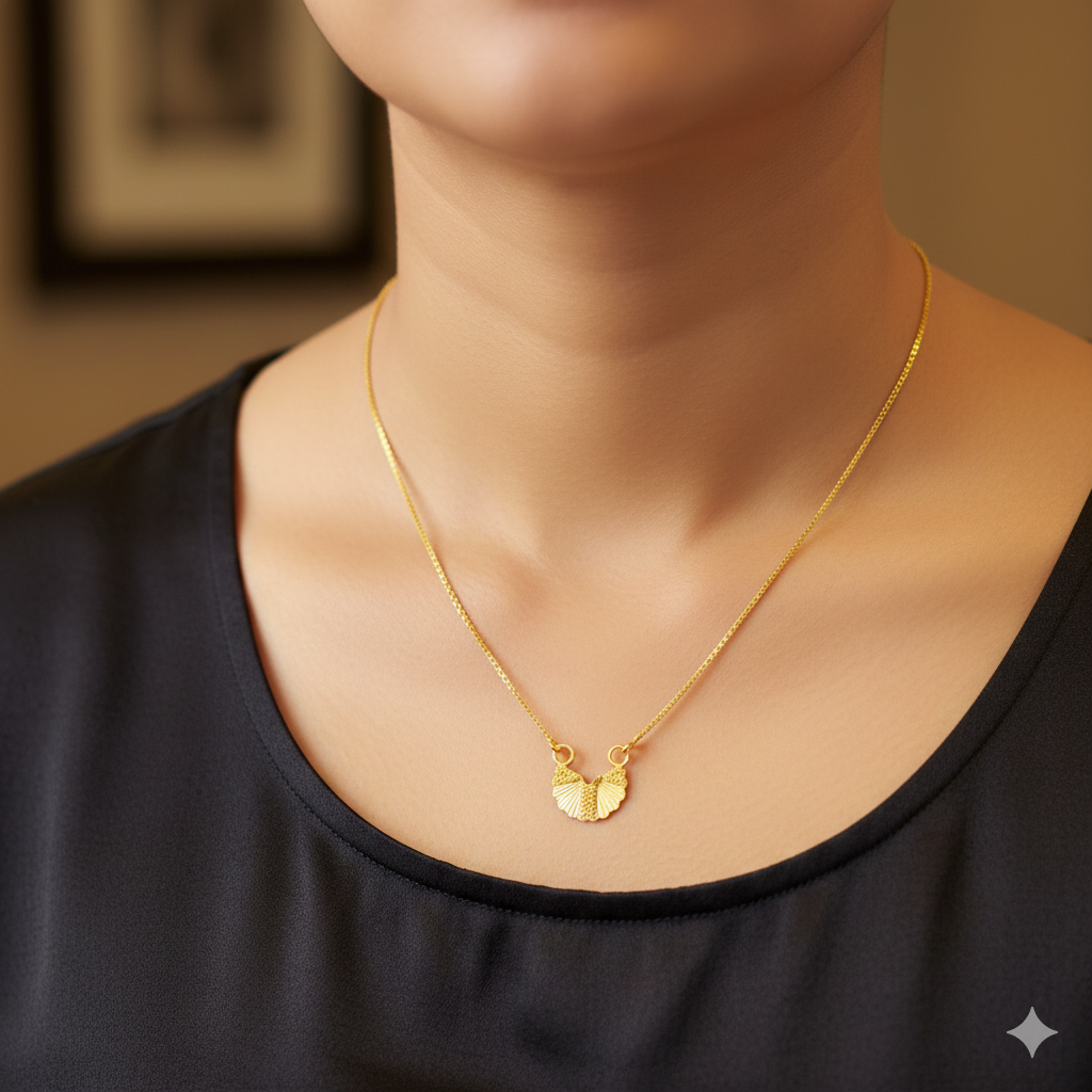 GCH-(WGT: 1.860 GM APPROX) BIS CERTIFIED HUID HALLMARK 9KT GOLD CHAIN WITH PENDANT (18 INCH) 1 PIECE FOR WOMEN.