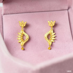 GOLD EARRINGS- (WGT: 1.900 GM APPROX) BIS CERTIFIED HUID HALLMARK 9KT GOLD EARRINGS 1 PAIR FOR WOMEN (BEST FOR GIFT IN MARRIAGE). (8R6YF9)-(EXC79Q)