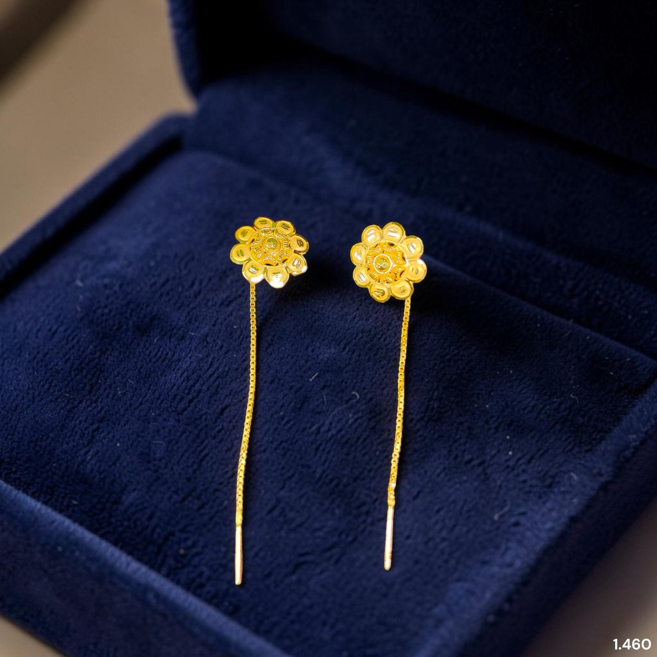 GOLD SUIDHAGA- (WGT: 1.460 GM APPROX) BIS CERTIFIED HUID HALLMARK 9KT GOLD SUIDHAGA EARRINGS (1 PAIR) FOR WOMEN. (SKC6NP)-(6L6Q78)