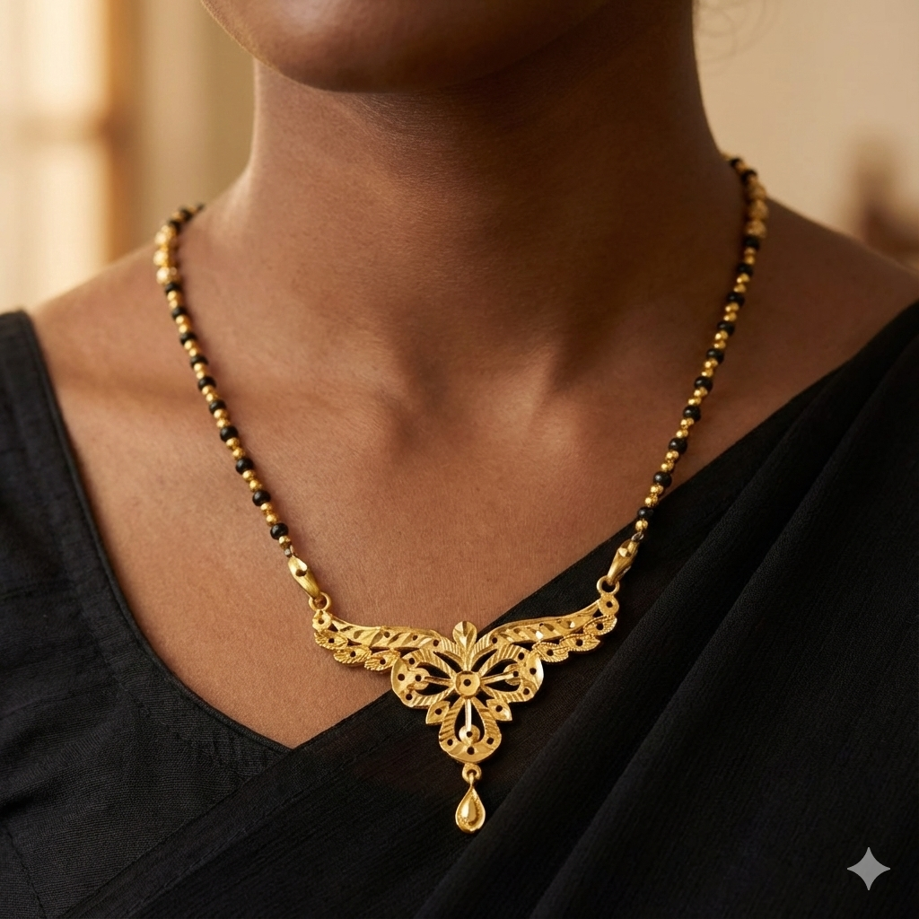 (GPM) TRJ WGT: 1.440 GM APPROX 22KT HUID HALLMARK GOLD PENDANT MANGALSUTRA 1 PIECE WITH TASSEL.