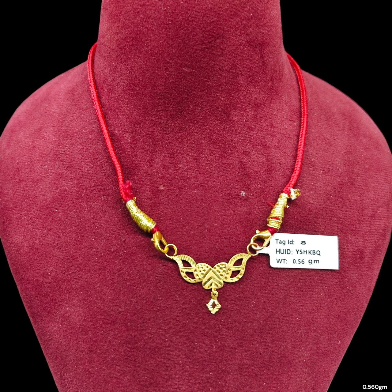 GOLD PENDANT- (WGT: 0.560 GM APPROX) BIS CERTIFIED HUID HALLMARK 375 9KT GOLD PENDANT FOR WOMEN 1 PIECE WITH FREE MANGALSUTRA & TASSEL.