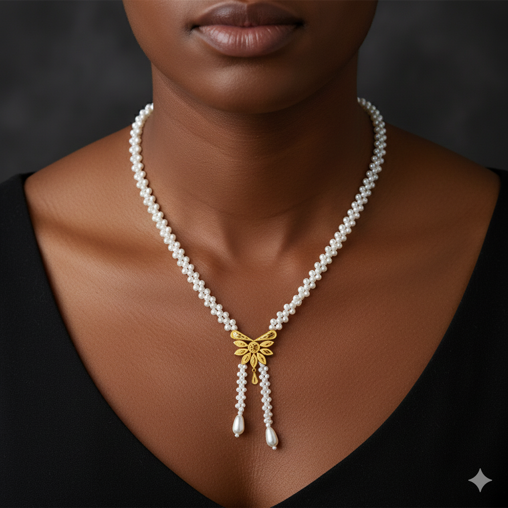 (GMP22) BIS CERTIFIED WGT: 1.270 GM APPROX HUID HALLMARK 916 22KT GOLD TIE MOTI PENDANT 1 PIECE FOR YOUR BEAUTIFUL WIFE.