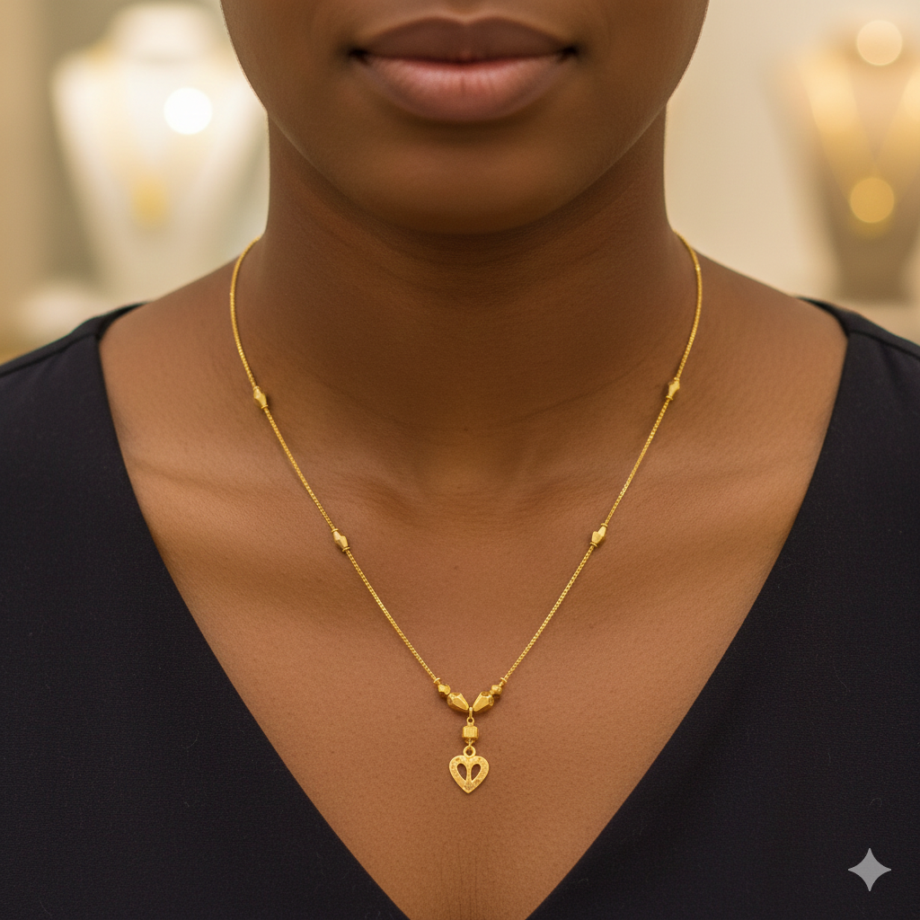 GCH-(WGT: 2.980 GM APPROX) BIS CERTIFIED HUID HALLMARK 9KT GOLD CHAIN WITH PENDANT (16 INCH) 1 PIECE FOR WOMEN.