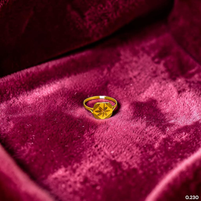BABY JEWELLERY- TRJ (PRY17S) (WGT: 0.230 GM APPROX) 375 9KT HUID HALLMARK GOLD BABY FINGER RING 1 PIECE FOR RICE CEREMONY & BIRTHDAY.