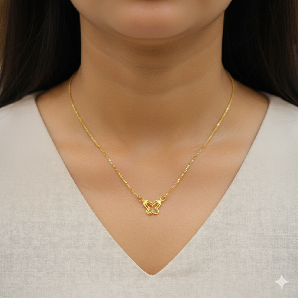 GCH-(WGT: 1.700 GM APPROX) BIS CERTIFIED HUID HALLMARK 9KT GOLD CHAIN WITH PENDANT (16 INCH) 1 PIECE FOR WOMEN.