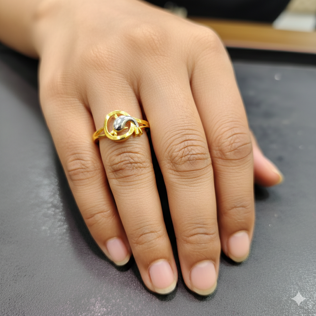LADIES RING- TRJ (SIZE:15) WGT: 1.100 GM APPROX BIS CERTIFIED HUID HALLMARK 9KT GOLD FINGER RING FOR WOMEN 1 PIECE.