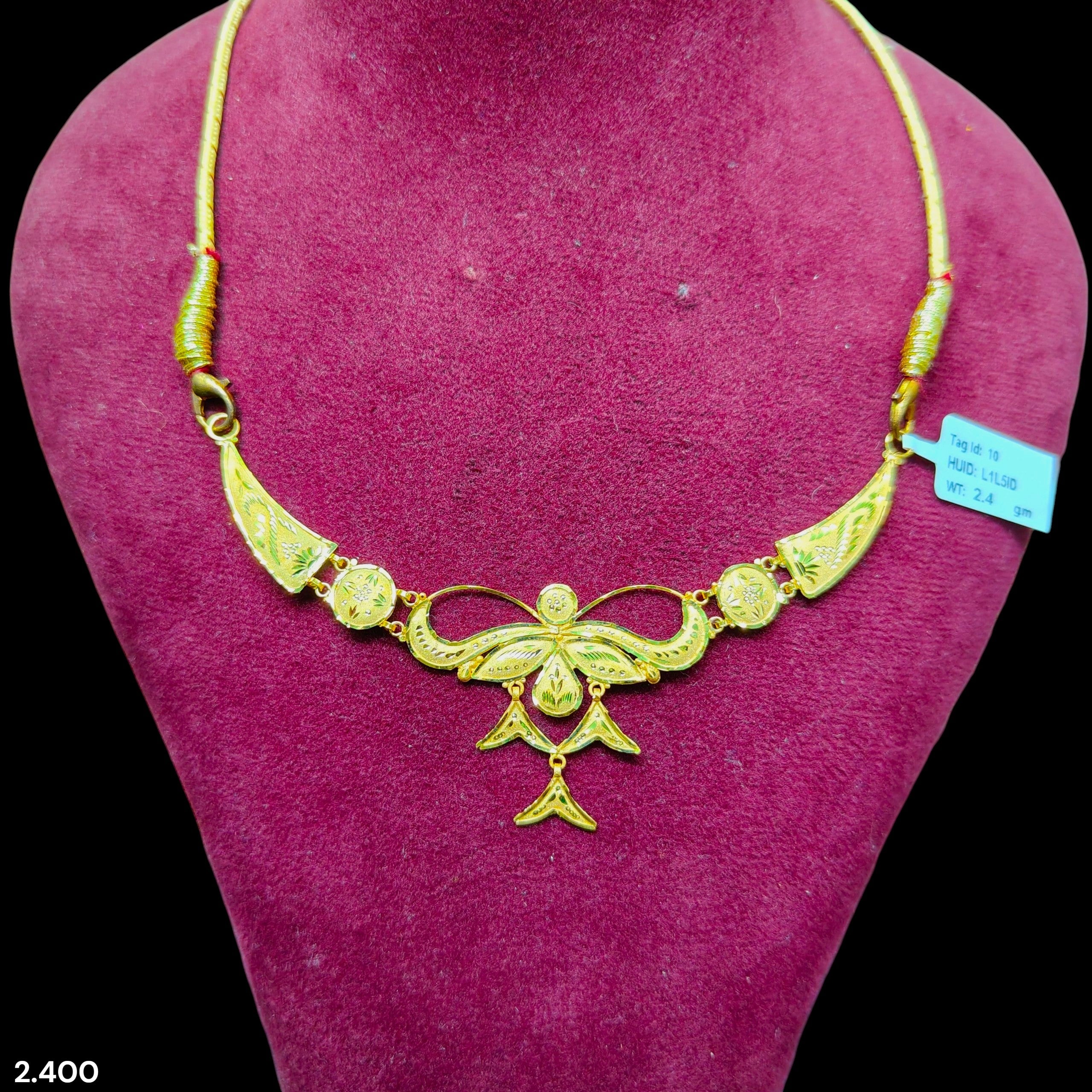GOLD CHOKER NECKLACE-(WGT: 2.400 GM APPROX) BIS CERTIFIED HUID HALLMARK 9KT GOLD NECKLACE 1 PIECE FOR WOMEN.