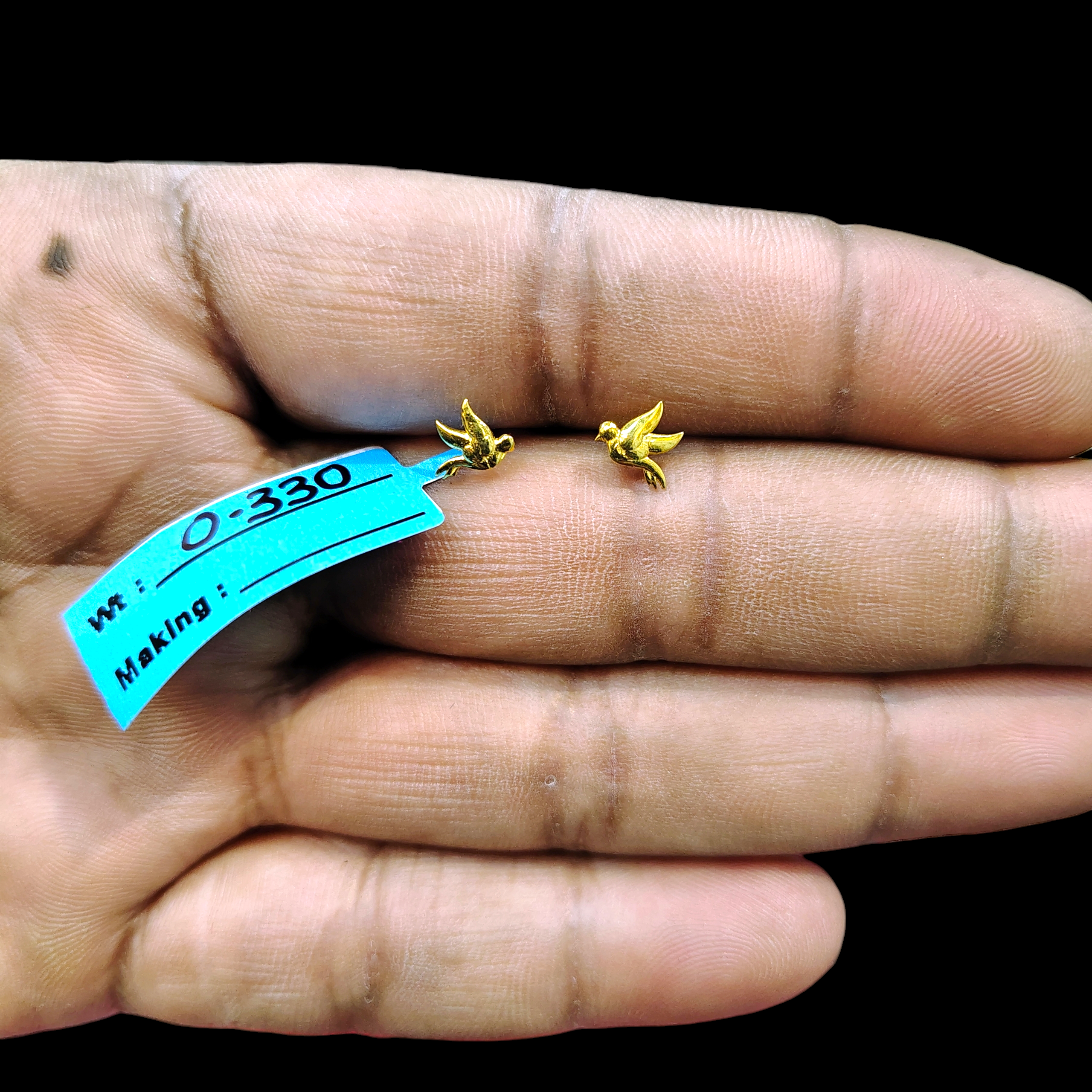 BABY JEWELLERY- TRJ BABY TOPS WGT: 0.330 GM APPROX BIS CERTIFIED HUID HALLMARK 9KT GOLD STUD EARRINGS FOR WOMEN 1 PAIR FOR REGULAR USE.