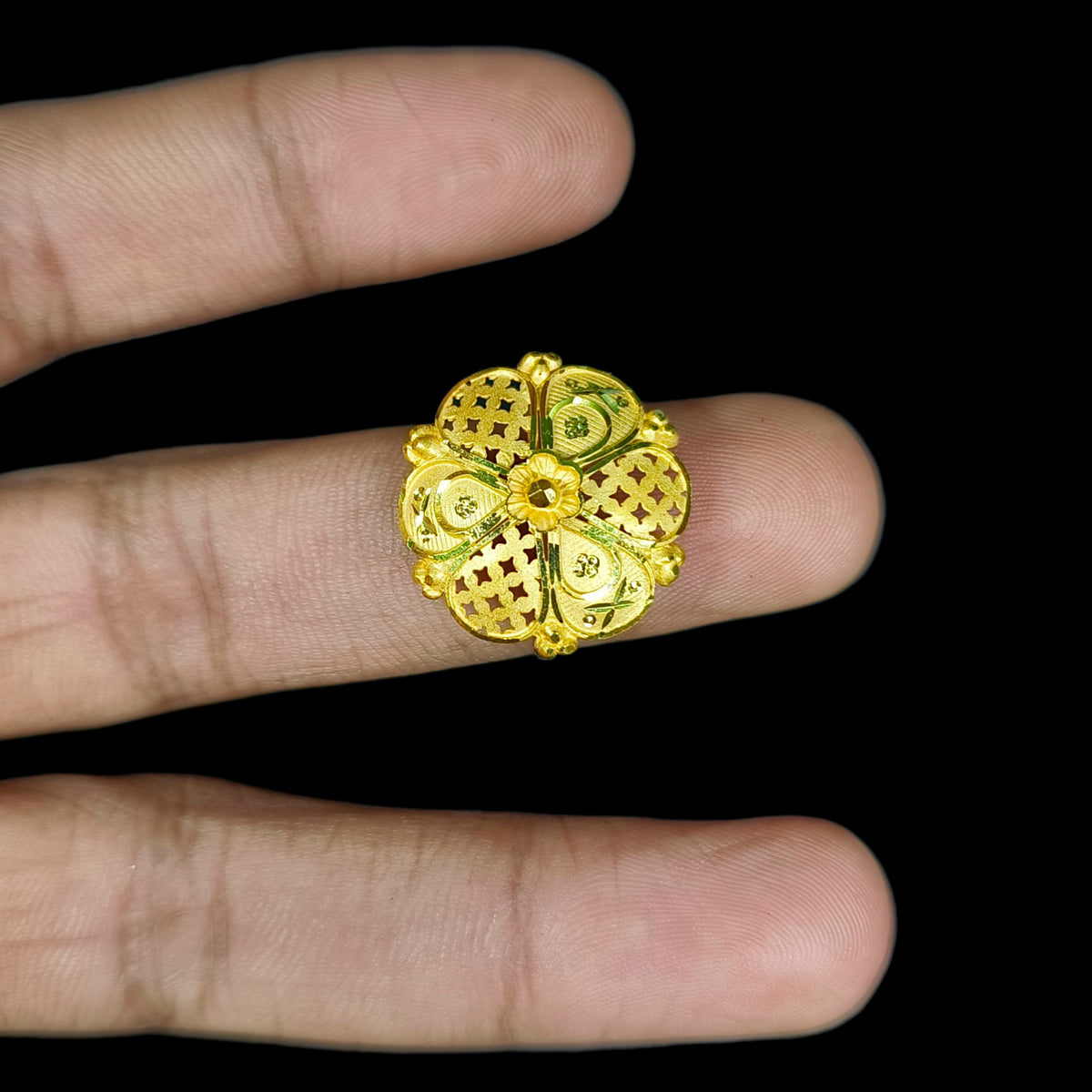 LADIES RING (E45L4J)-(SIZE: ADJUSTABLE ) WGT: 1.510 GM APPROX BIS CERTIFIED HUID HALLMARK 375 9KT GOLD RING FOR WOMEN 1 PIECE.