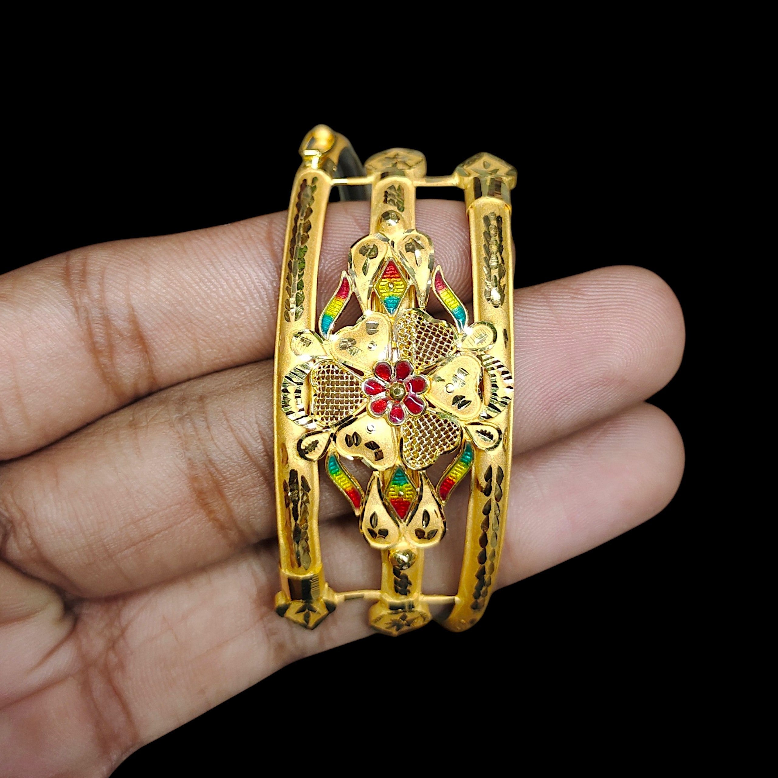 GOLD NOA- (SIZE: 25) WGT: 8.200 GM APPROX BIS CERTIFIED HUID HALLMARK 22KT GOLD BRACELET NOA BADHANO BANGLES 1 PIECE FOR WOMEN. (JZYDK7)
