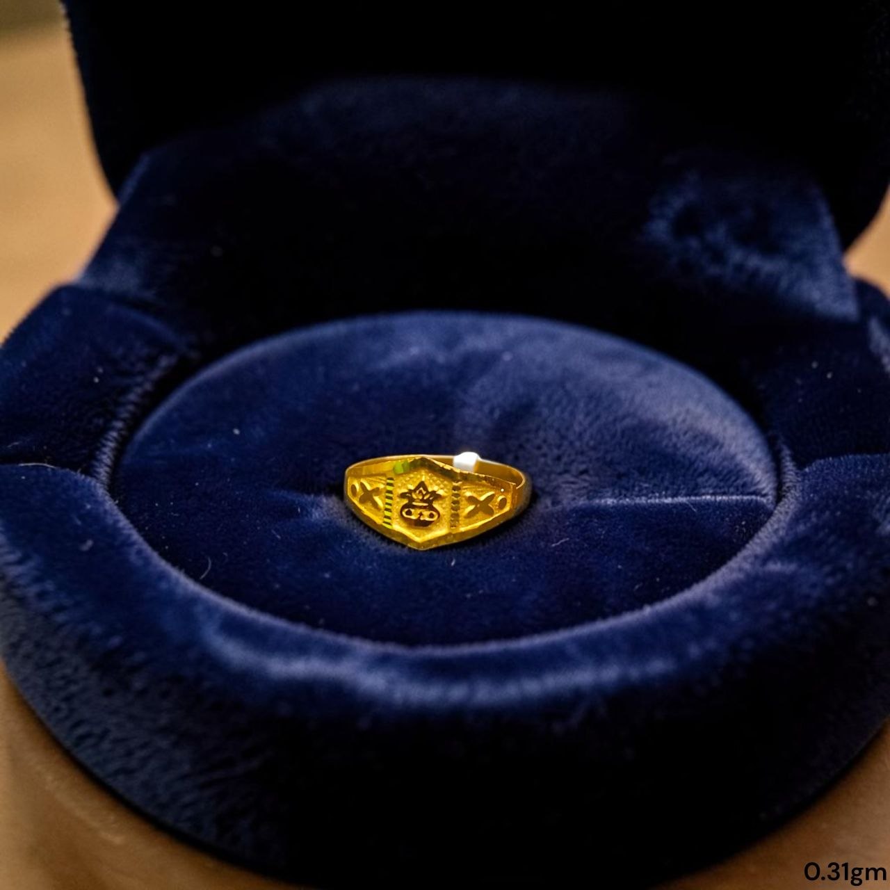 BABY JEWELLERY- TRJ WGT: 0.310 GM APPROX 375 9KT HUID HALLMARK GOLD BABY FINGER RING 1 PIECE FOR RICE CEREMONY & BIRTHDAY.