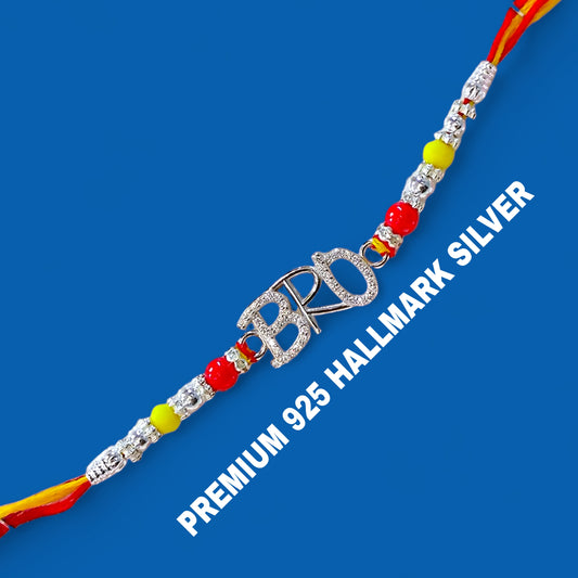 (RAKHI GIFTS) 925 HALLMARK SILVER RAKHI FOR RAKSHA BANDHAN GIFT FOR YOUR LOVING BROTHER (FREE DAIRYMILK CHOCOLATE INSIDE).