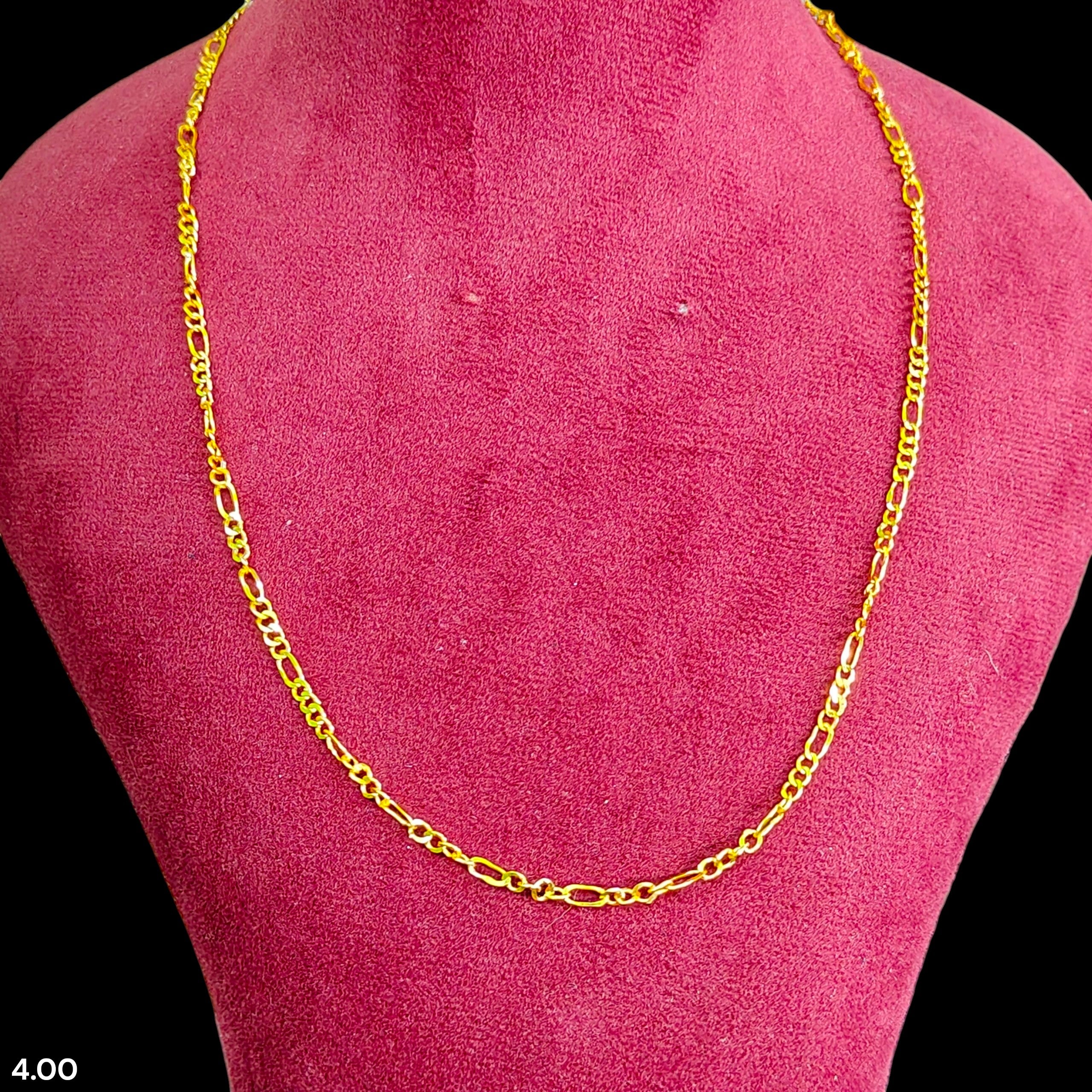 GOLD CHAIN- (WGT: 4.00 GM APPROX) BIS CERTIFIED HUID HALLMARK 9KT GOLD CHAIN WITH PENDANT (19 INCH) 1 PIECE FOR UNISEX.