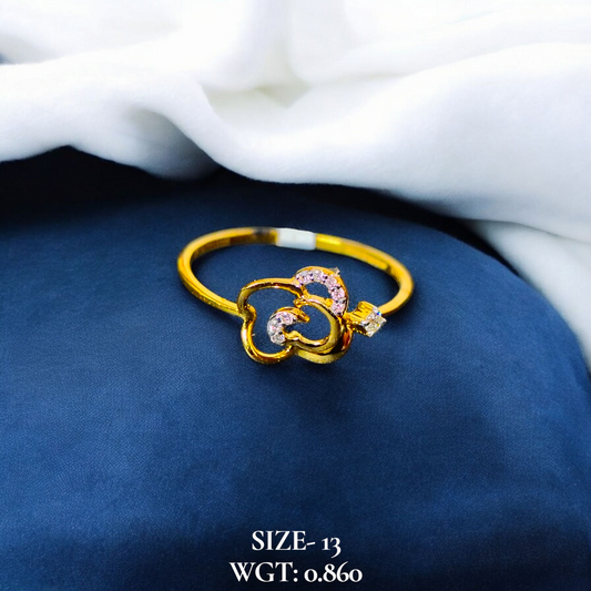 RAJLAXMI DIAMOND JEWELLERY (SIZE:13) - WGT: 0.860 GM - NATURAL DIAMOND (0.04 CENT) HUID HALLMARK 18KT DIAMOND FINGER RING FOR WOMEN WITH CERTIFICATE OF AUTHENTICITY BY ZORBA (DESIGN NO: LRAP1113).