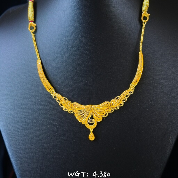 RAJLAXMI WGT: 4.380 GM APPROX HUID HALLMARK 22KT GOLD NECKLACE 1 PIECE WITH ADJUSTABLE TASSEL.
