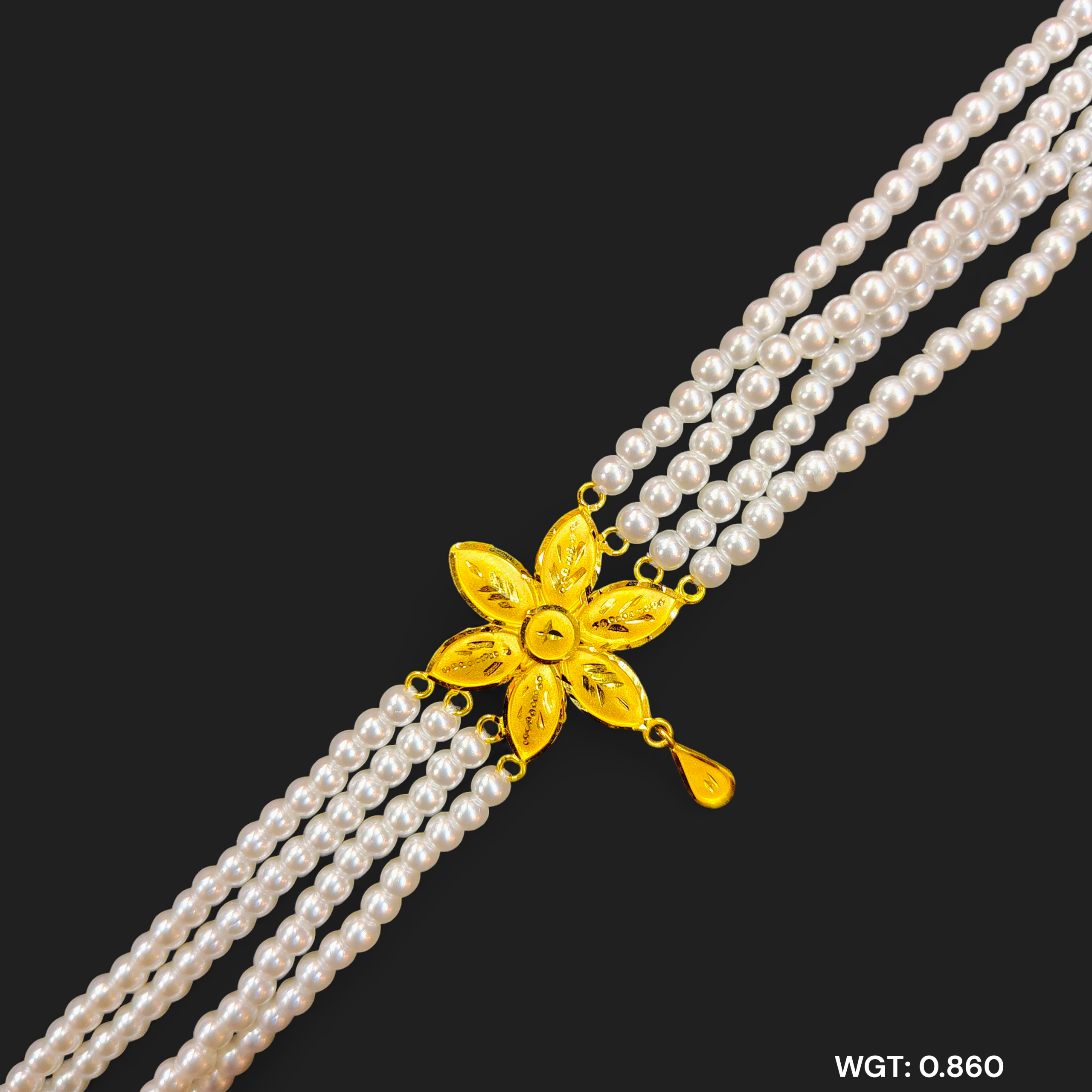 (GMC) CERTIFIED BIS HUID HALLMARK 916 22KT GOLD MOTI CHOKER 1 PIECE (WGT: 0.860 GM) WITH ADJUSTABLE TASSEL FOR GIFT IN MARRIAGE.