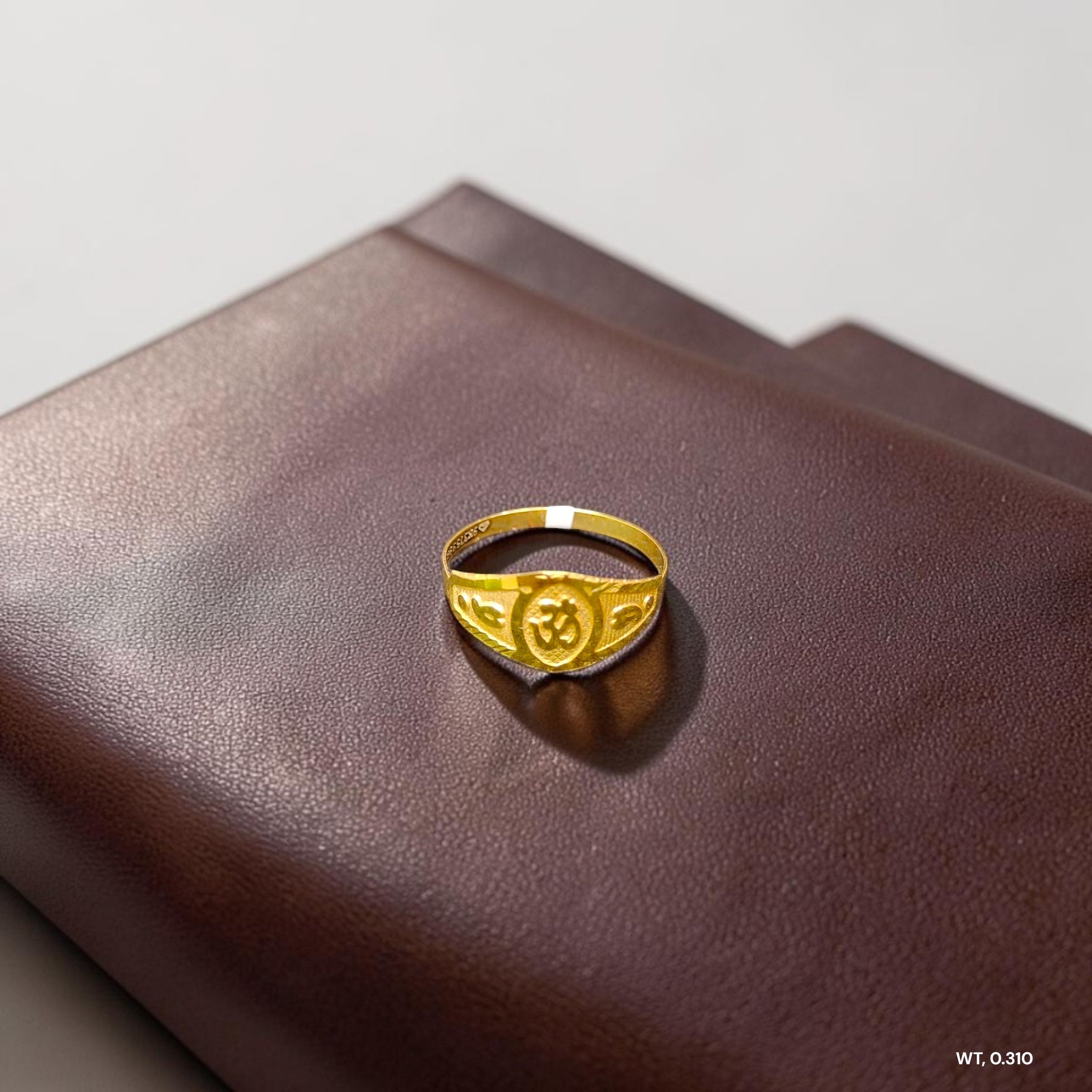 BABY JEWELLERY- TRJ WGT: 0.310 GM APPROX 375 9KT HUID HALLMARK GOLD BABY FINGER RING 1 PIECE FOR RICE CEREMONY & BIRTHDAY.