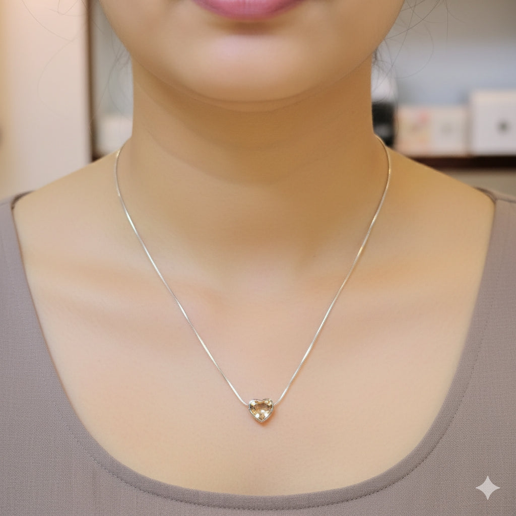 (JIVA COLLECTION) CERTIFIED BIS HALLMARK 925 STERLING SILVER CHAIN 18 INCH WITH HEART PENDANT - BANKOK IMPORTED (SOLD ON MRP)