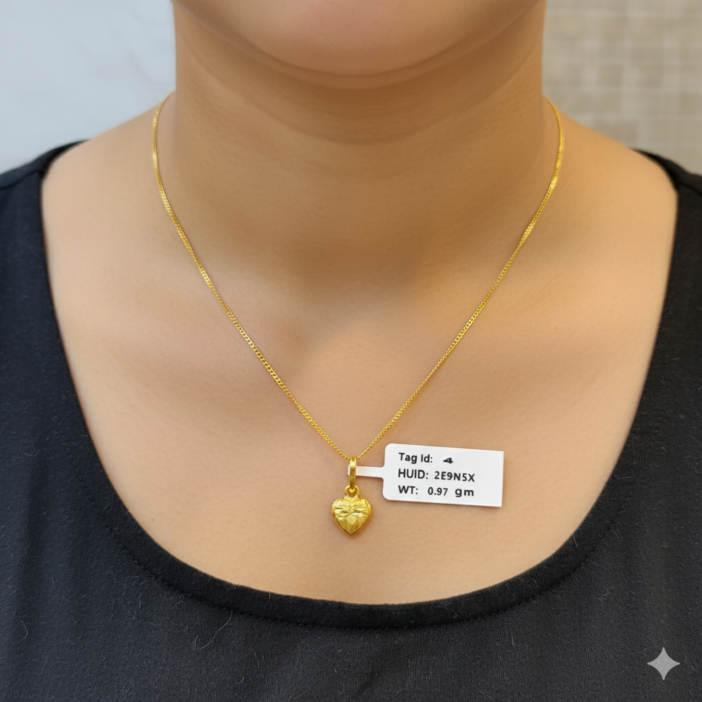 (GLC22) BIS CERTIFIED HUID HALLMARK 916 22KT GOLD LOCKET 1 PIECE FOR UNISEX. (CHAIN NOT INCLUDED).