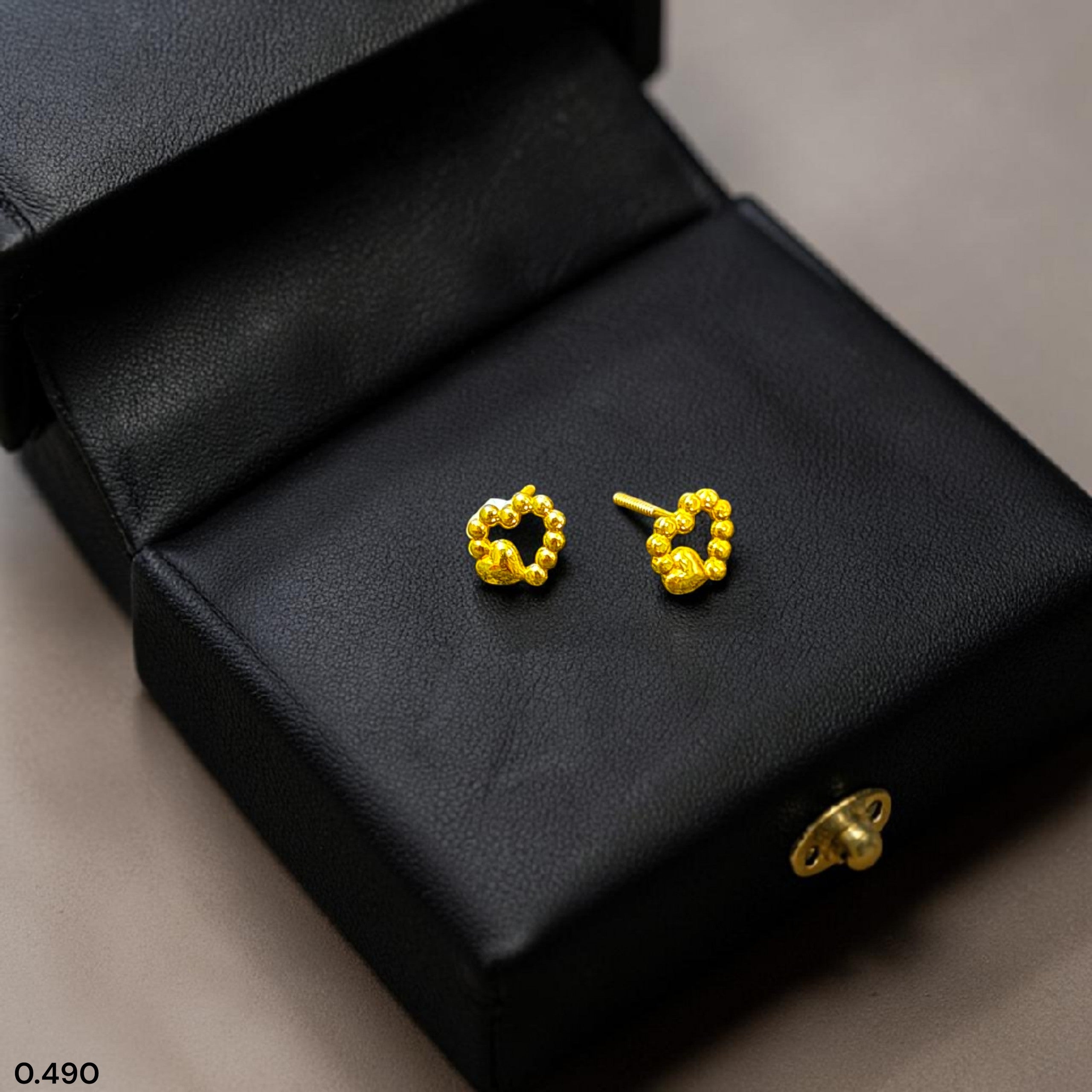 BABY JEWELLERY STUD EARRING- TRJ BABY TOPS WGT: 0.490 GM APPROX BIS CERTIFIED HUID HALLMARK 9KT GOLD STUD EARRINGS FOR WOMEN 1 PAIR FOR REGULAR USE.