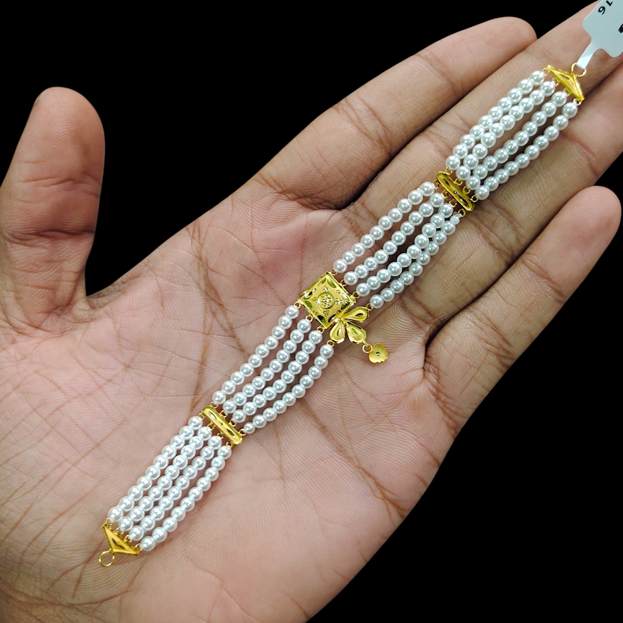GOLD MOTI HAR- CERTIFIED BIS HUID HALLMARK 916 22KT GOLD MOTI CHOKER 1 PIECE (WGT: 1.250 GM) WITH ADJUSTABLE TASSEL FOR GIFT IN MARRIAGE.
