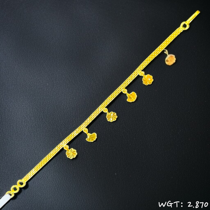 TRJ SIZE- ADJUSTABLE WGT: 2.870 GM APPROX HUID HALLMARK 22KT GOLD WRISTLET 1 PIECE FOR WOMEN.