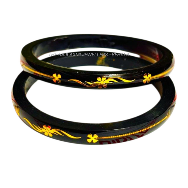 PANTHER BLACK (FACEBOOK VIRAL POLA) GOLDEN DETAILING LAMINATION POLA PATTERN DESIGN 1 PAIR FOR WOMEN - NON EXCHANGEABLE ITEM (GET ANY DESIGN AS PER AVAILABILITY)