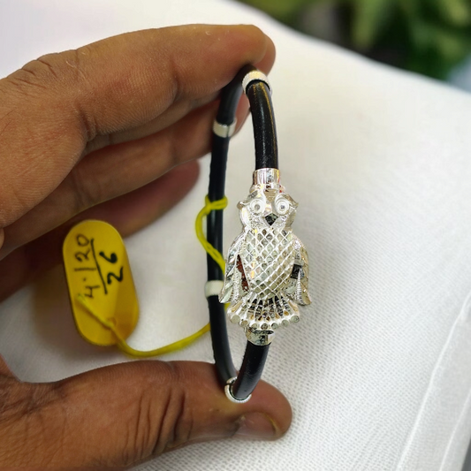 TRJ BLACK OWL DESIGN 925 ORIGINAL SILVER NOA BANGLES FOR WOMEN 1 PIECE - SOLD AS MRP BY RAJLAXMI.